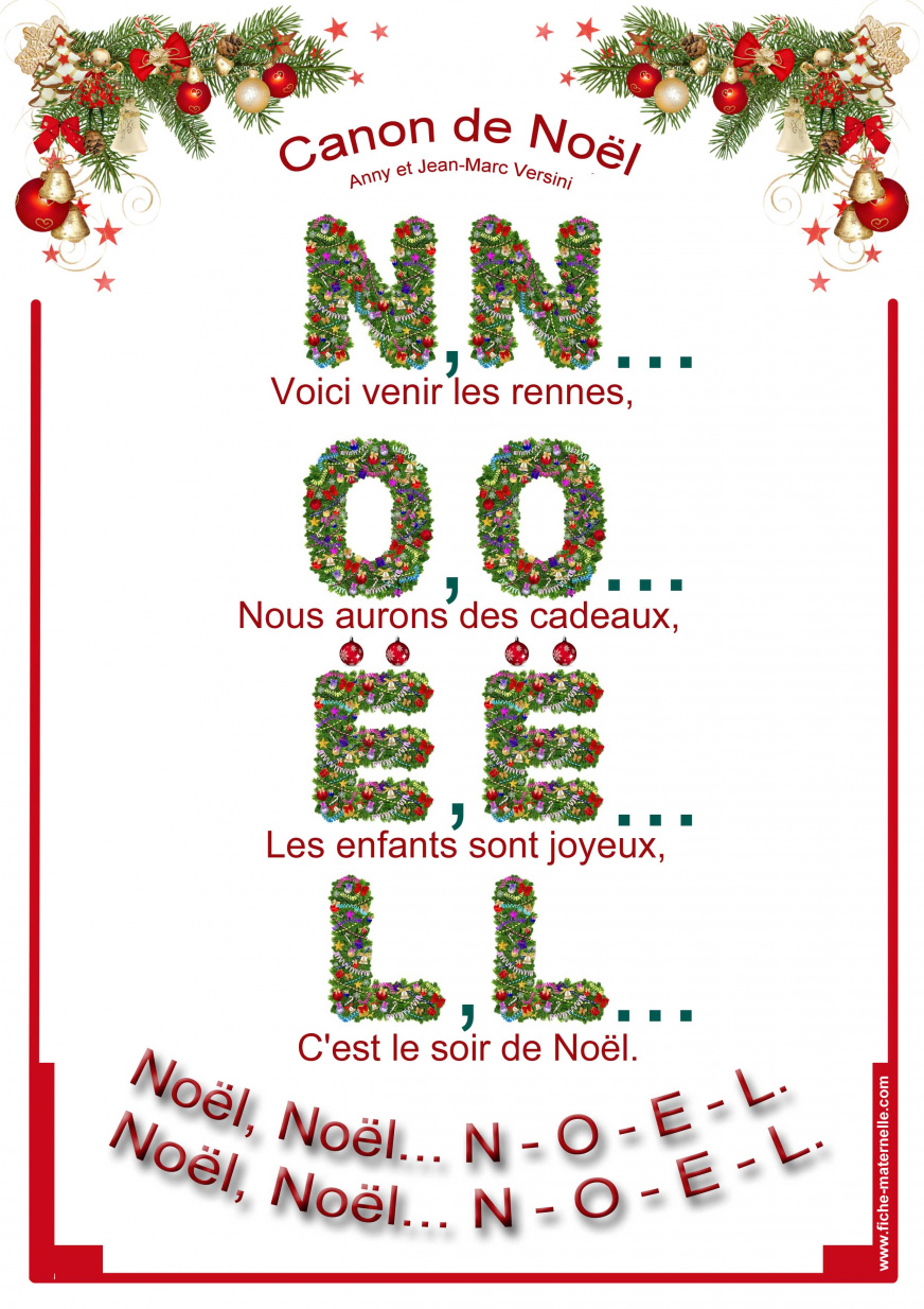 Paroles_Chanson de Noël : Joyeux Noël ! …  Chanson de noel, Chanson noel  maternelle, Comptines